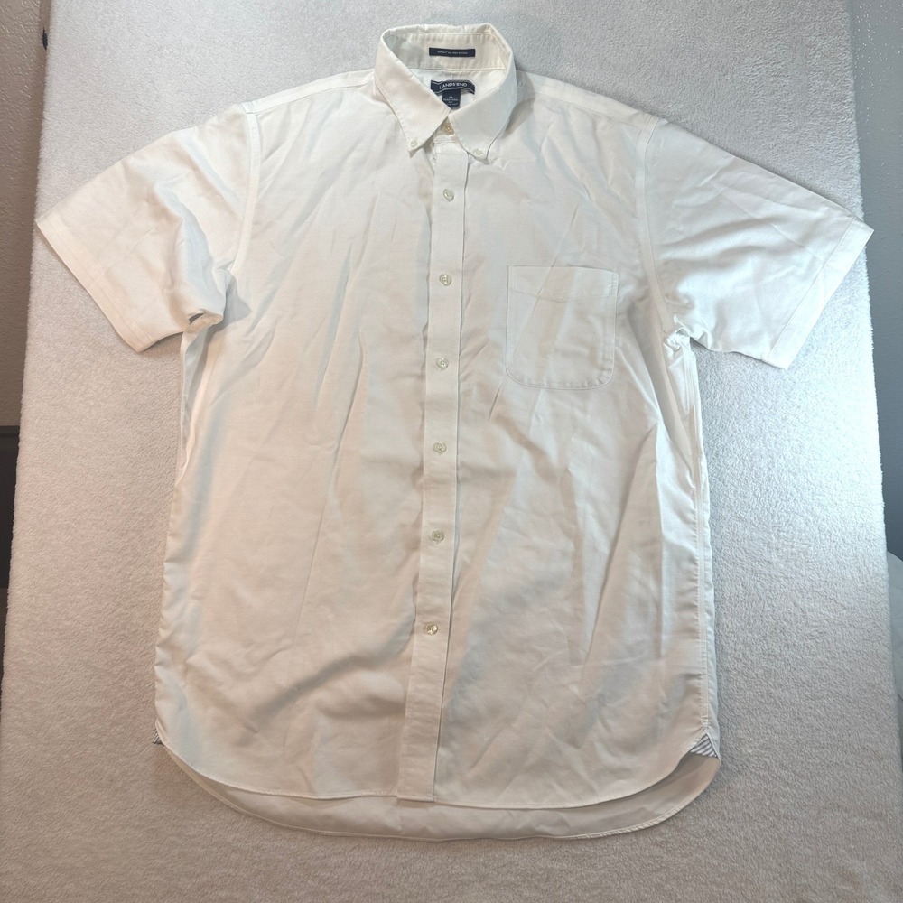 Lands End Mens Supima No Iron Oxford Short Sleeve Shirt Pack of 5 White Size 16 - Picture 4 of 13